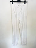 CREA WHITE WASHED LINEN WIDE LEG TROUSERS  SIZE 40 UK 12