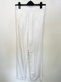 CREA WHITE WASHED LINEN WIDE LEG TROUSERS  SIZE 40 UK 12