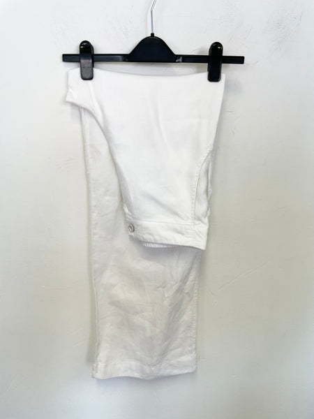 CREA WHITE WASHED LINEN WIDE LEG TROUSERS  SIZE 40 UK 12