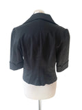 COAST BLACK COTTON TIE FRONT HALF SLEEVE FITTED JACKET  SIZE 14