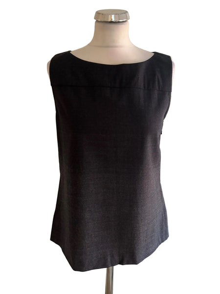THEORY CHARCOAL GREY WOOL SLEEVELESS TUNIC TOP  SIZE M