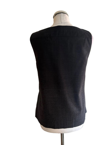 THEORY CHARCOAL GREY WOOL SLEEVELESS TUNIC TOP  SIZE M