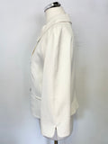 KAREN MILLEN IVORY TEXTURED COLLARED 3/4 SLEEVED SHORT JACKET SIZE 12