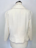 KAREN MILLEN IVORY TEXTURED COLLARED 3/4 SLEEVED SHORT JACKET SIZE 12