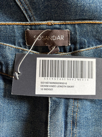 BRAND NEW WITH TAGS SOSANDAR INDIGO DENIM KNEE LENGTH SKIRT  SIZE 10