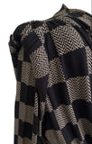 ISABEL DE PEDRO BLACK & CREAM CHECK SHOULDER DETAIL STRETCH JERSEY DRESS SIZE 18