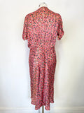 GHOST CORAL PINK DITSY FLORAL PRINT SHORT SLEEVED TEA DRESS SIZE XL