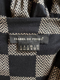 ISABEL DE PEDRO BLACK & CREAM CHECK SHOULDER DETAIL STRETCH JERSEY DRESS SIZE 18