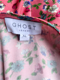 GHOST CORAL PINK DITSY FLORAL PRINT SHORT SLEEVED TEA DRESS SIZE XL