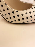 BRAND NEW WITH DEFECT LK BENNETT FERN WHITE &  BLACK SPOT PATENT LEATHER HEELS SIZE 7.5/41