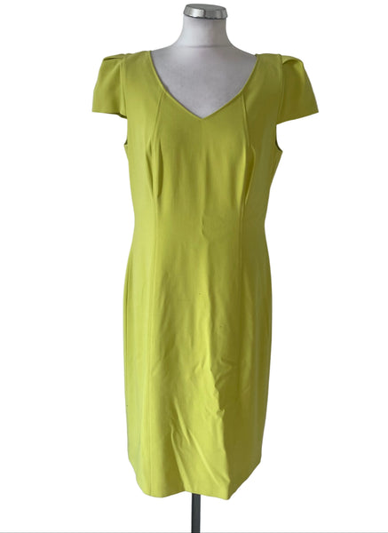 APANAGE LIME V NECK CAP SLEEVE PENCIL DRESS  SIZE 16
