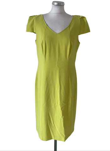APANAGE LIME V NECK CAP SLEEVE PENCIL DRESS  SIZE 16