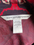 DIANE VON FURSTENBERG RED PRINT COLLARED LONG SLEEVED DRESS SIZE 8