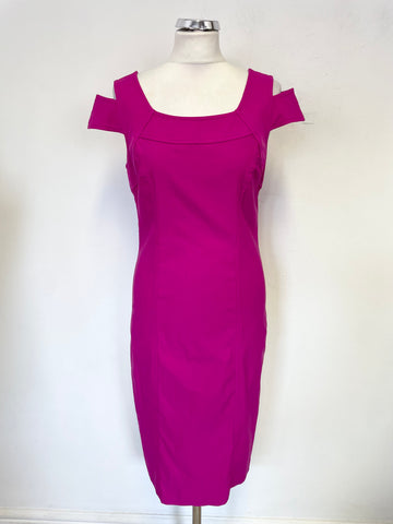 JOSEPH RIBKOFF RASPBERRY PINK CUT OUT SHOULDER PENCIL DRESS SIZE 12