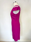 JOSEPH RIBKOFF RASPBERRY PINK CUT OUT SHOULDER PENCIL DRESS SIZE 12