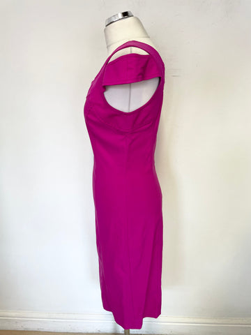 JOSEPH RIBKOFF RASPBERRY PINK CUT OUT SHOULDER PENCIL DRESS SIZE 12