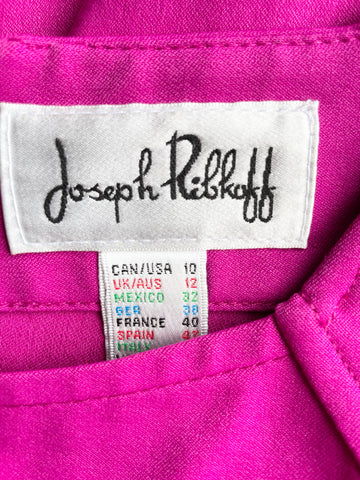 JOSEPH RIBKOFF RASPBERRY PINK CUT OUT SHOULDER PENCIL DRESS SIZE 12