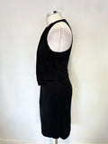 KAREN MILLEN BLACK & CREAM COLOUR BLOCK DRAPED FRONT PENCIL DRESS SIZE 14