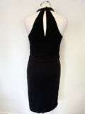 KAREN MILLEN BLACK & CREAM COLOUR BLOCK DRAPED FRONT PENCIL DRESS SIZE 14