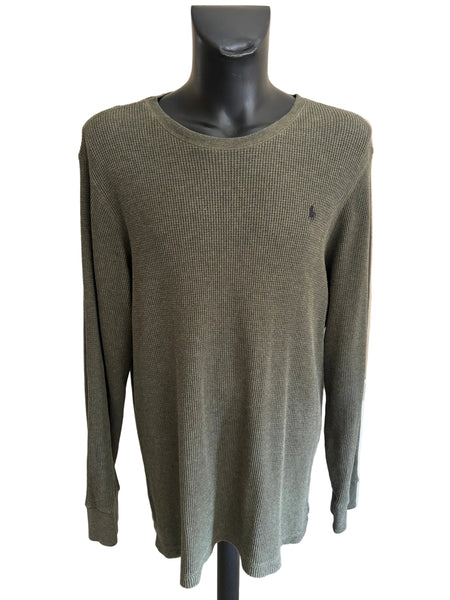 POLO RALPH LAUREN GREEN COTTON LONG SLEEVED JUMPER SIZE XXL
