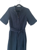 COS NAVY BLUE COTTON SHORT SLEEVED BELTED JUMPSUIT SIZE 32 FIT SIZE S