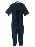 COS NAVY BLUE COTTON SHORT SLEEVED BELTED JUMPSUIT SIZE 32 FIT SIZE S