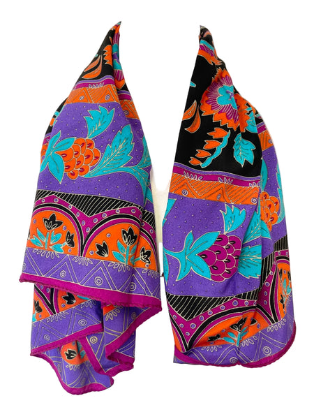 VINTAGE JAEGER 100% SILK MULTI COLOURED SQUARE SCARF