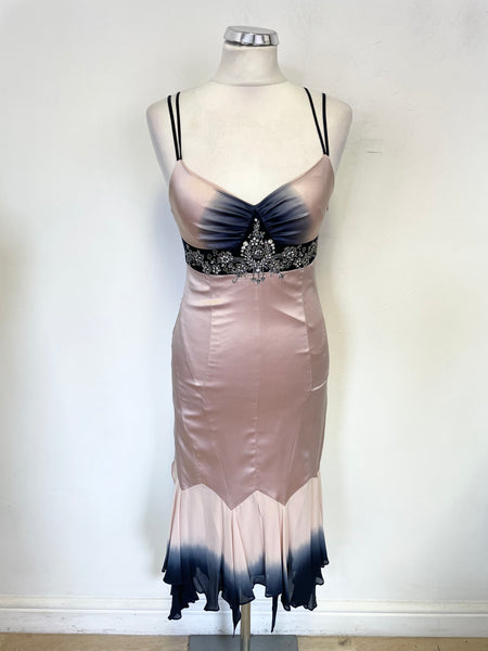 BRAND NEW KAREN MILLEN PINK & NAVY BLUE JEWEL EMBELLISHED SPECIAL OCCASION DRESS SIZE 10