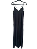 HUSH BLACK FINE DOUBLE STRAP V NECK WIDE LEG JUMPSUIT SIZE 14