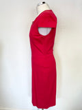 GINA BACCONI RED CAP SLEEVE ZIP FRONT PENCIL DRESS SIZE 12