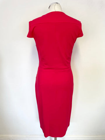 GINA BACCONI RED CAP SLEEVE ZIP FRONT PENCIL DRESS SIZE 12