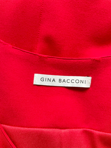 GINA BACCONI RED CAP SLEEVE ZIP FRONT PENCIL DRESS SIZE 12