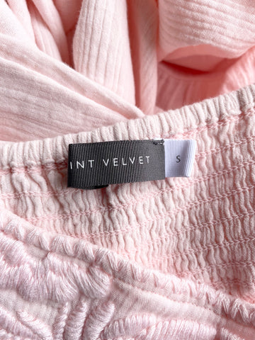 MINT VELVET PINK CRINKLE COTTON EMBROIDERED FINE STRAP MAXI DRESS SIZE S