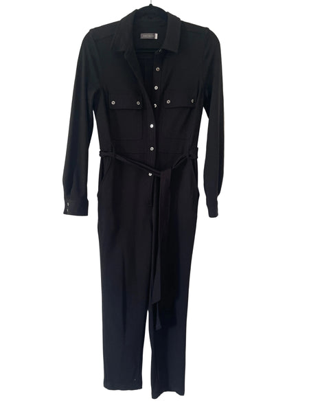 MINT VELVET BLACK STRETCH JERSEY TAPERED LEG JUMPSUIT SIZE 6