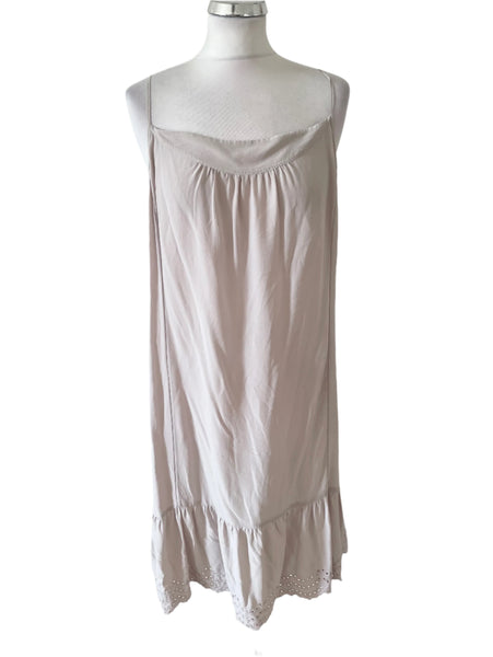THE WHITE COMPANY 100% SILK NUDE THIN STRAP SLIP DRESS SIZE L