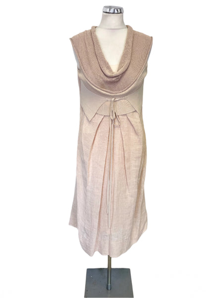 CREA CONCEPT BLUSH PINK LINEN MIX SLEEVELESS SHIFT DRESS SIZE 40 UK 12