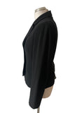 JIGSAW BLACK WOOL MIX SILK TIE REAR DETAIL FITTED JACKET SIZE 12