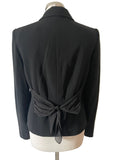JIGSAW BLACK WOOL MIX SILK TIE REAR DETAIL FITTED JACKET SIZE 12
