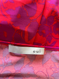 OUI RED & PURPLE FLORAL PRINT SLEEVELESS STRETCH JERSEY MAXI DRESS SIZE 12