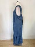 WHISTLES BLUE DENIM SLEEVELESS TIE BACK MAXI DRESS SIZE 16