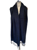 UNBRANDED BLUE/BLACK REVERSIBLE FRINGED SCARF/WRAP