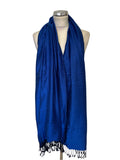 UNBRANDED BLUE/BLACK REVERSIBLE FRINGED SCARF/WRAP