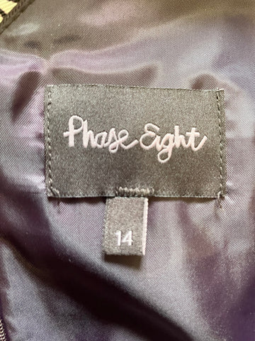 PHASE EIGHT AUBERGINE BUTTERFLY PRINT CAP SLEEVED FIT & FLARE DRESS SIZE 14