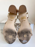 CARVELA GOLD SNAKESKIN WITH STUD TRIM STRAPY BLOCK HEEL SANDALS  SIZE 6/39