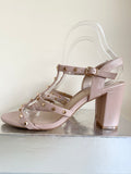 CARVELA NUDE WITH GOLD STUD TRIM STRAPY BLOCK HEEL SANDALS SIZE 6/39