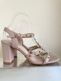 CARVELA NUDE WITH GOLD STUD TRIM STRAPY BLOCK HEEL SANDALS SIZE 6/39