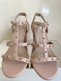 CARVELA NUDE WITH GOLD STUD TRIM STRAPY BLOCK HEEL SANDALS SIZE 6/39
