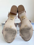 CARVELA NUDE WITH GOLD STUD TRIM STRAPY BLOCK HEEL SANDALS SIZE 6/39