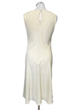 VINTAGE SALVADORE FERRAGAMO 100% SILK IVORY SLEEVELESS A-LINE DRESS SIZE UK 14