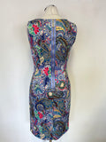 JOSEPH RIBKOFF MULTI COLOURED SLEEVELESS PENCIL DRESS SIZE 10
